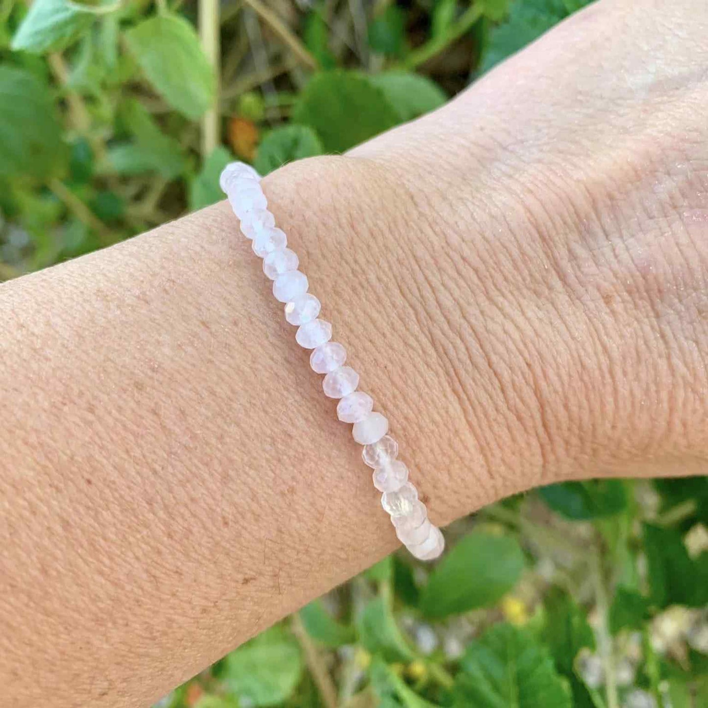 Rose Quartz Bracelet 4 mm Faceted Rondelle Beads