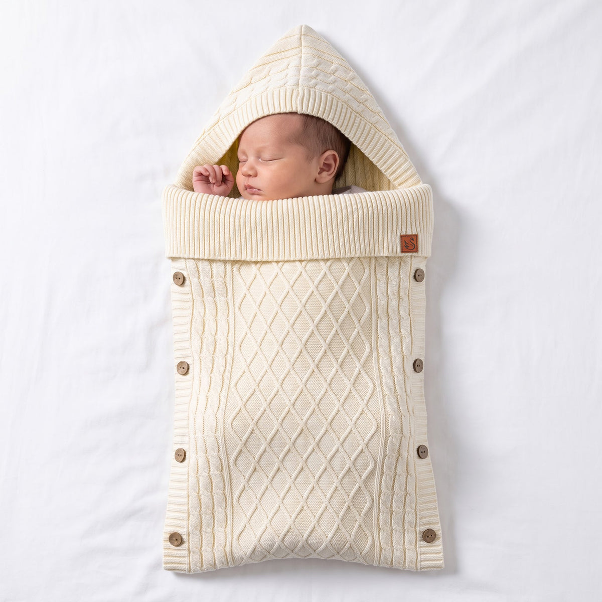 Cable Knit Baby Sleep Sack in Cream