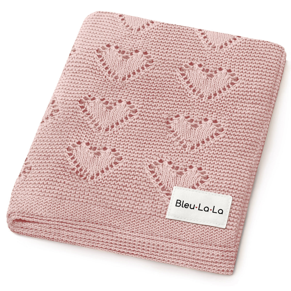 Heirloom Knit Heart Receiving Blanket for Boys and Girls - 100% Luxury Cotton Baby Blanket - Soft Warm Swaddle Receiving Blanket for Newborns Infants & Toddlers
