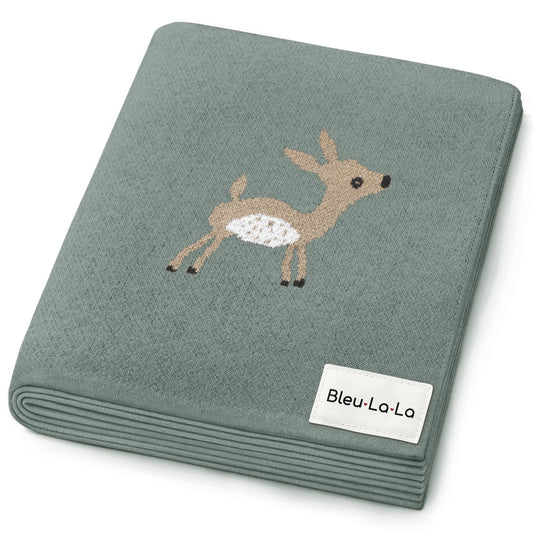 Luxury Cotton Deer Knit Swaddle Baby Blanket