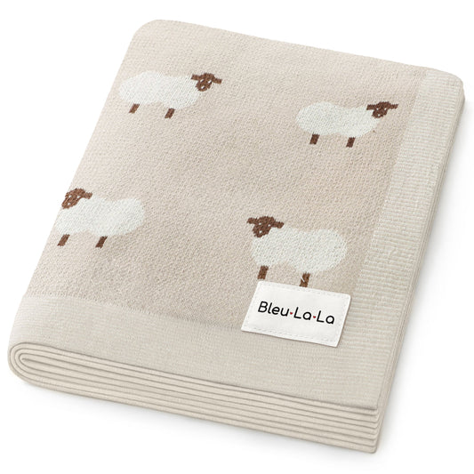 Sheep Knit Receiving Baby Blanket
