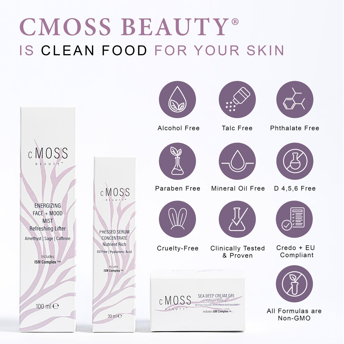 Sea Moss Bundle - Energizing FACE+MOOD Mist, Sea Deep Cream Gel, Pressed Serum Concentrate