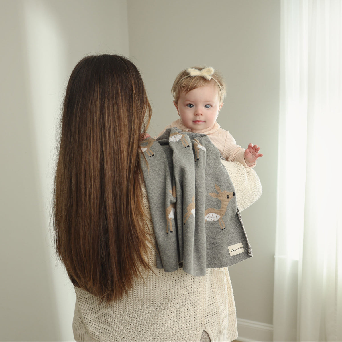 Luxury Cotton Deer Knit Swaddle Baby Blanket