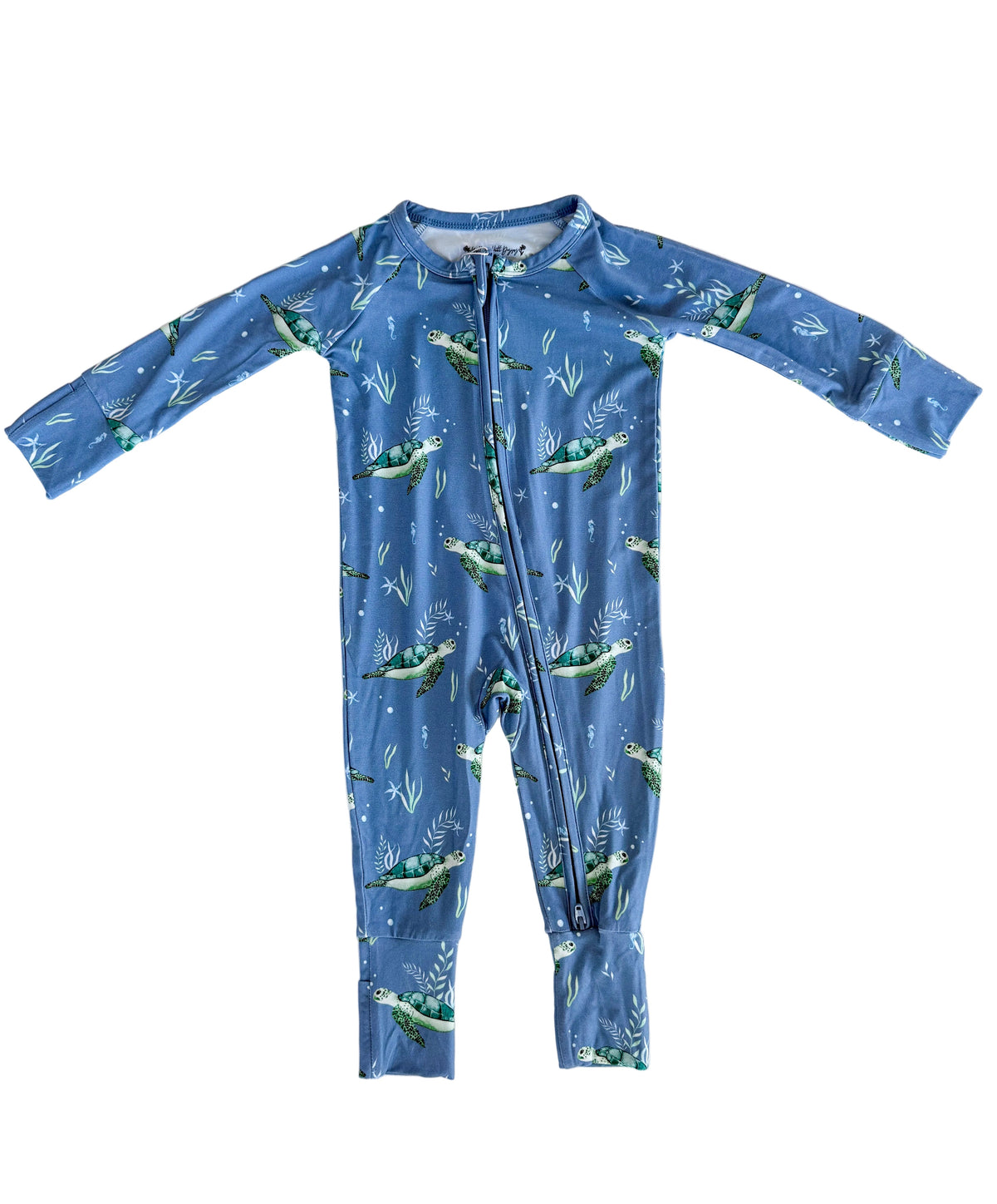 Sanibel Sea Turtle Zippy Sleepers with Fold Over Cuffs (0/3M-12/18M)