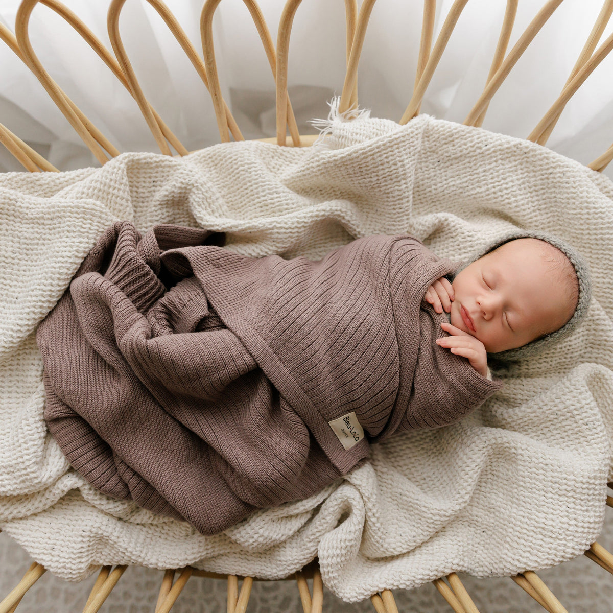 Organic Ribbed Knit Cotton Baby Blanket