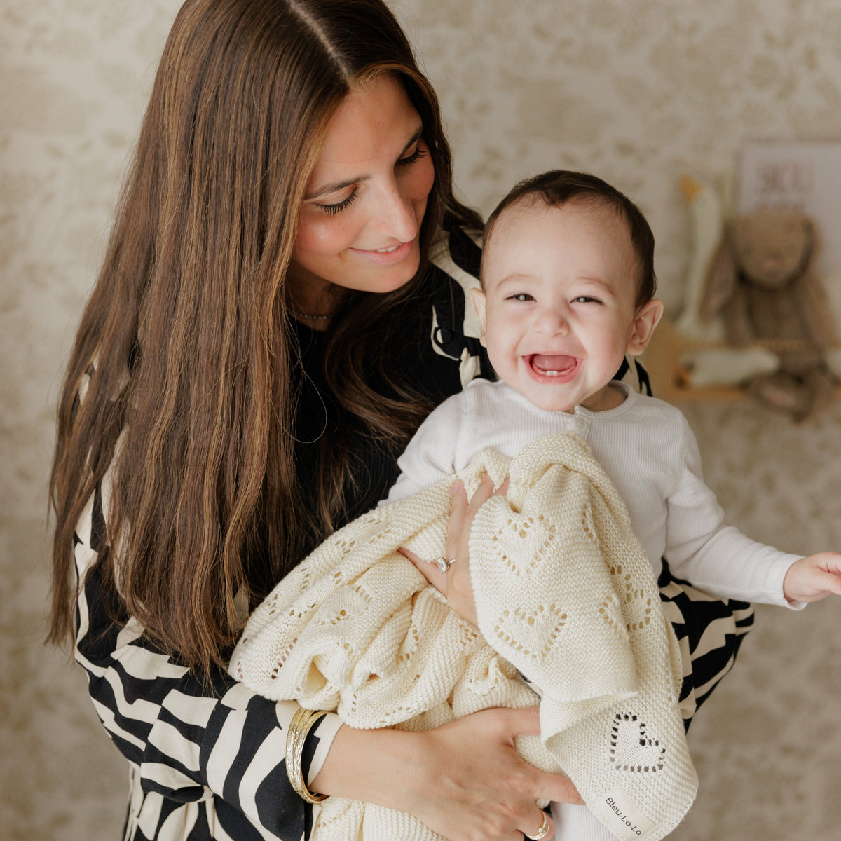 Heirloom Knit Heart Receiving Blanket for Boys and Girls - 100% Luxury Cotton Baby Blanket - Soft Warm Swaddle Receiving Blanket for Newborns Infants & Toddlers