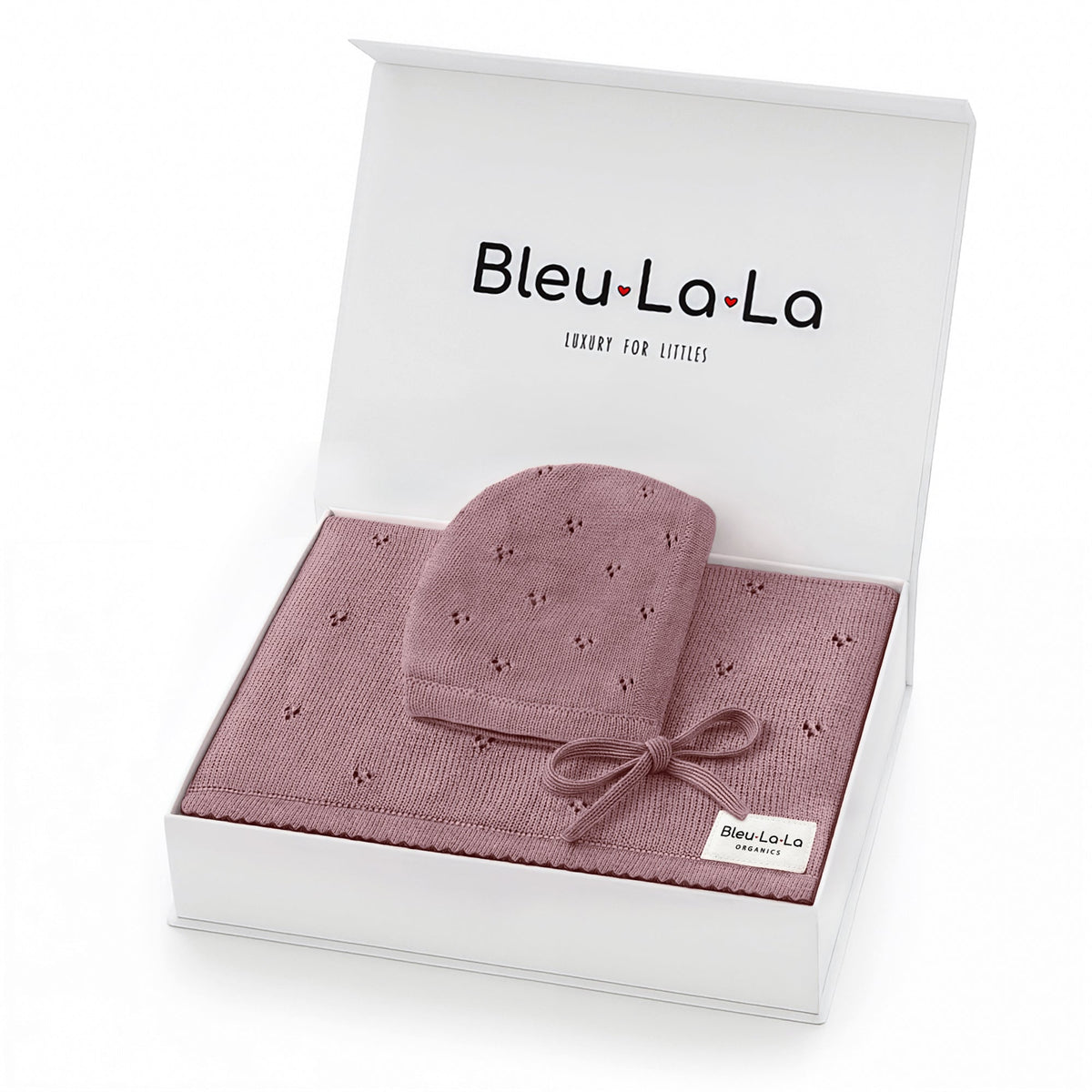 Organic Pointelle Swaddle Blanket + Hat Gift Set