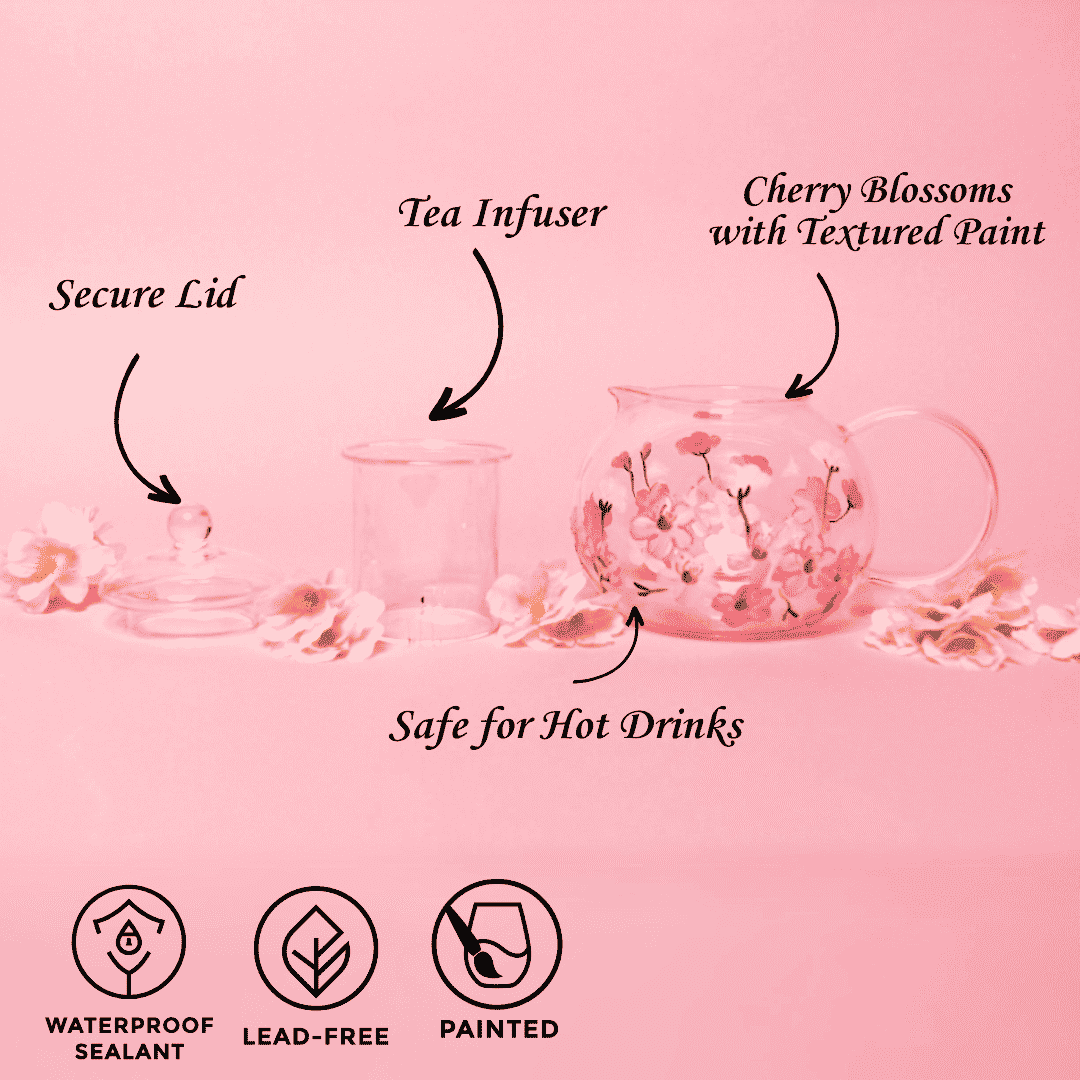 Painted Cherry Blossom Tea Pot