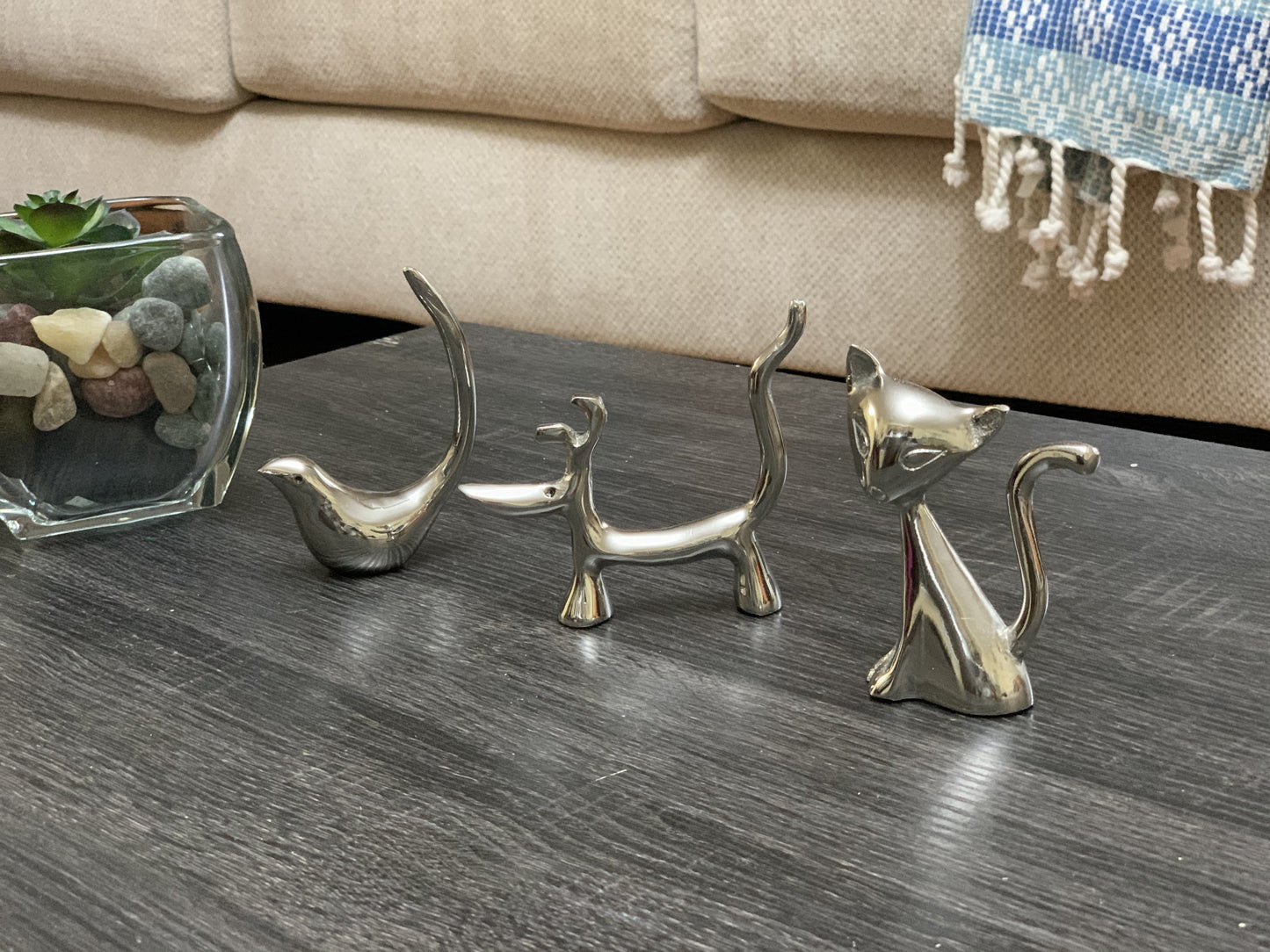 Dog, Cat & Bird Ring Holders Set - Silver