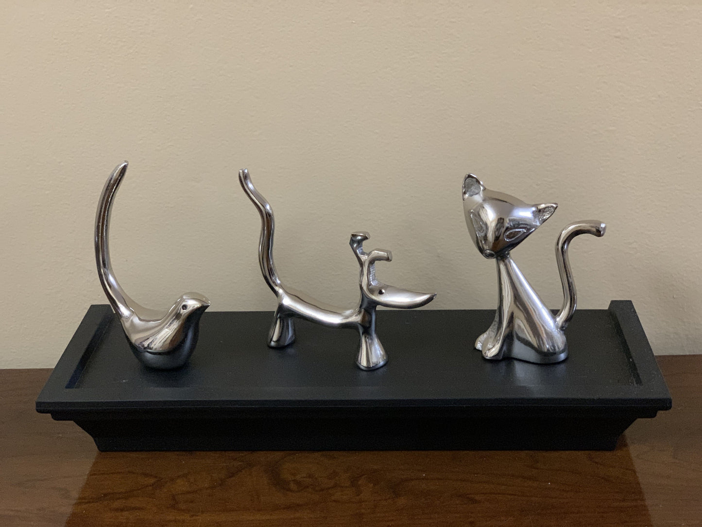 Dog, Cat & Bird Ring Holders Set - Silver