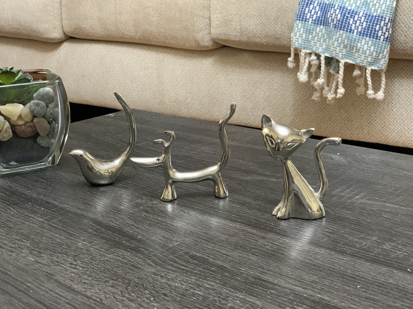 Dog, Cat & Bird Ring Holders Set - Silver