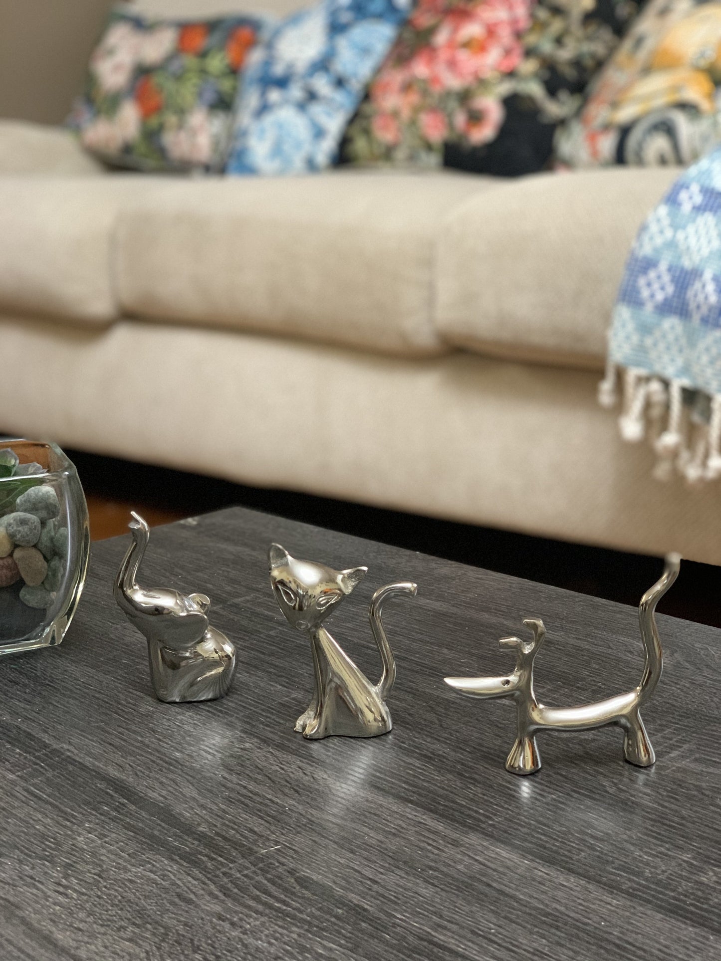 Dog, Cat & Elephant Ring Holders Set - Silver