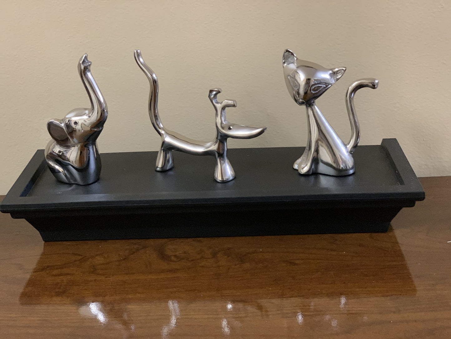 Dog, Cat & Elephant Ring Holders Set - Silver