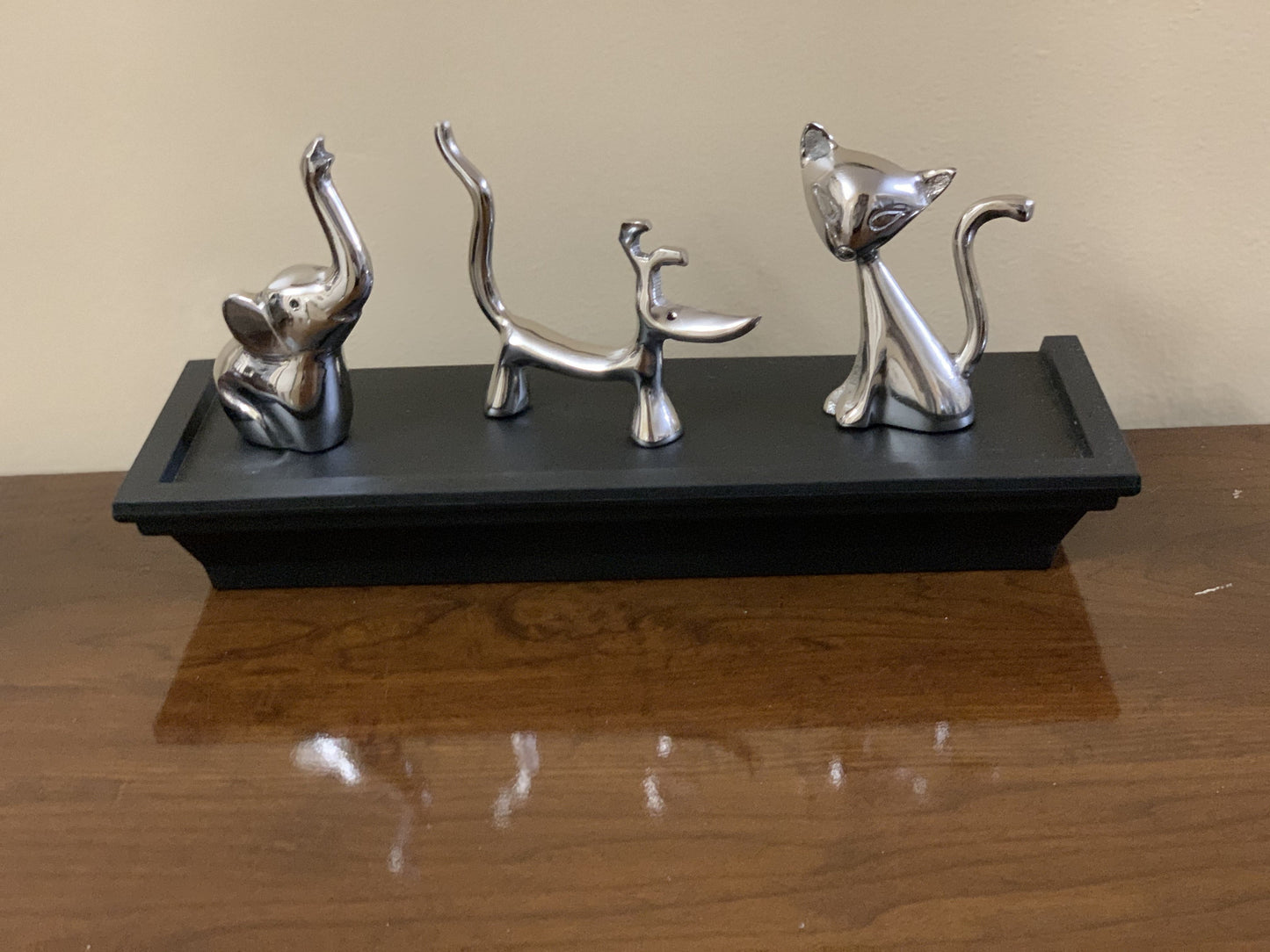 Dog, Cat & Elephant Ring Holders Set - Silver