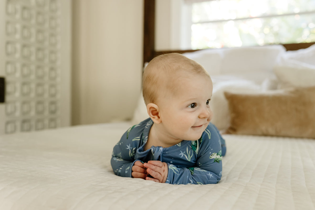 Sanibel Sea Turtle Zippy Sleepers with Fold Over Cuffs (0/3M-12/18M)