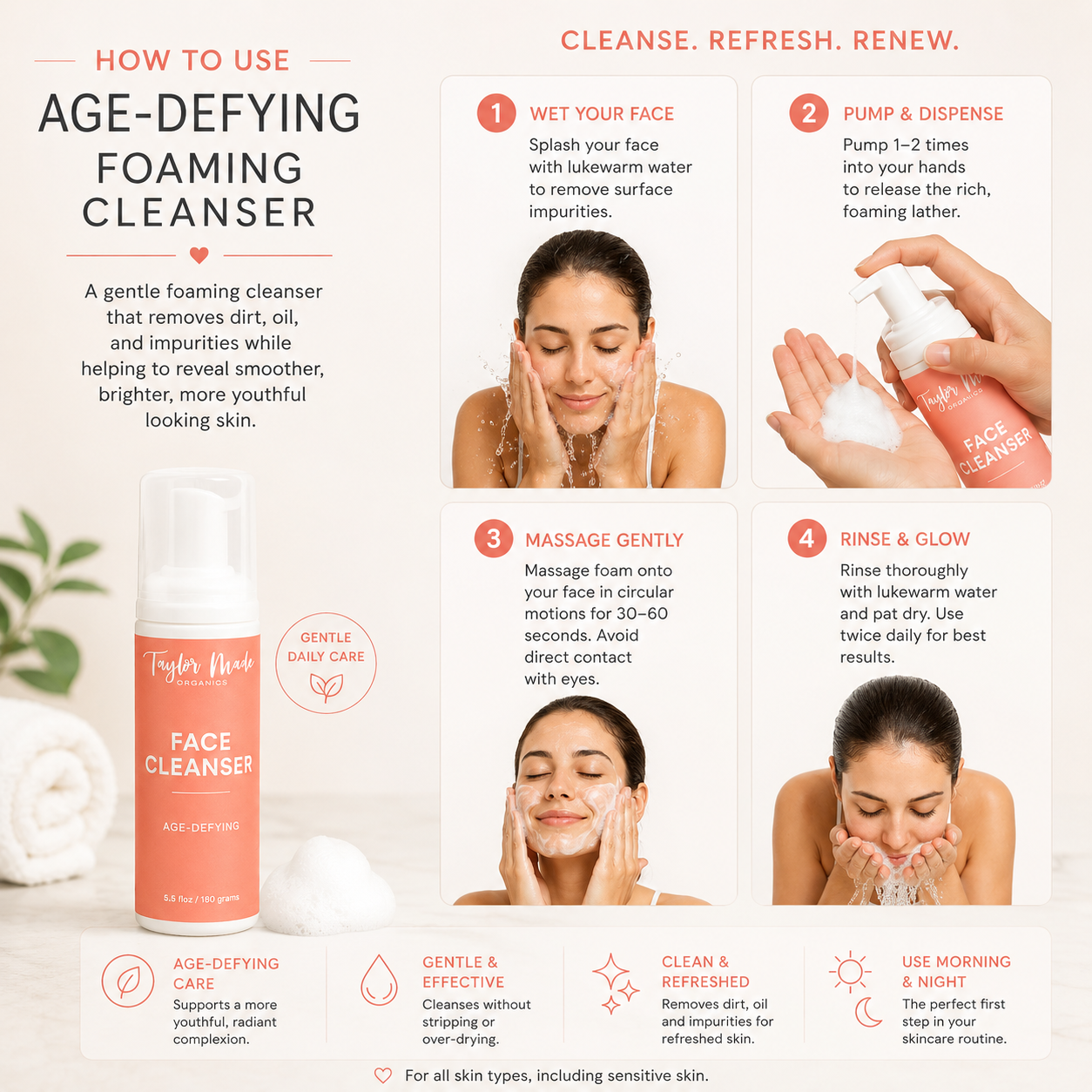 Age-Defying Foaming Face Cleanser with Vitamin C & MSM
