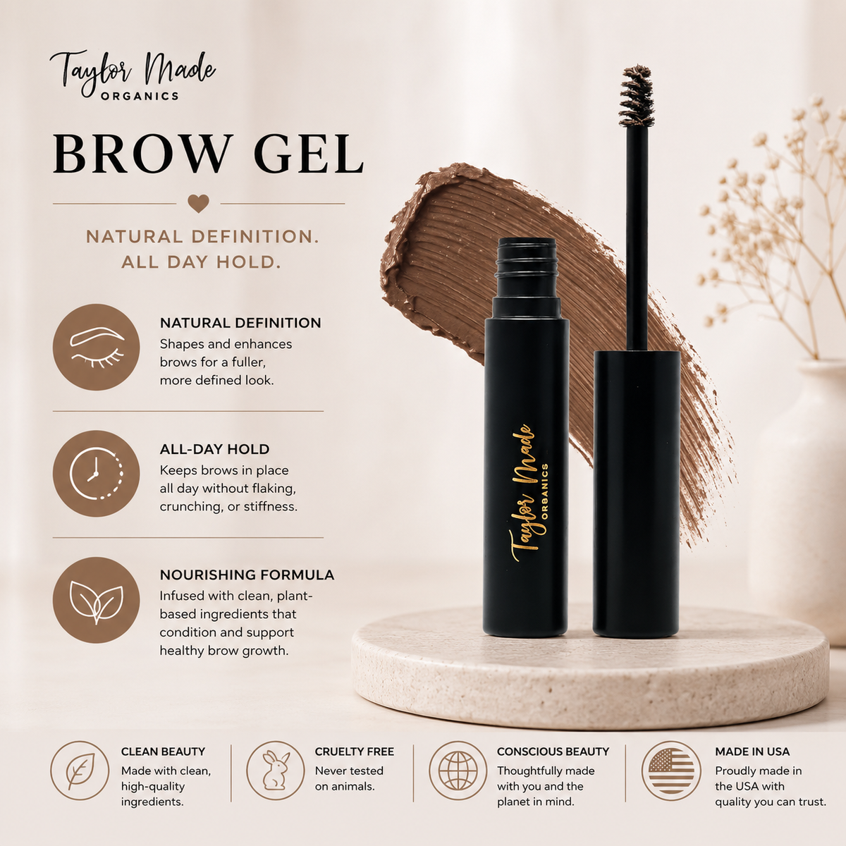 Tint & Tame Brow Gel – Flexible Hold and Buildable Color