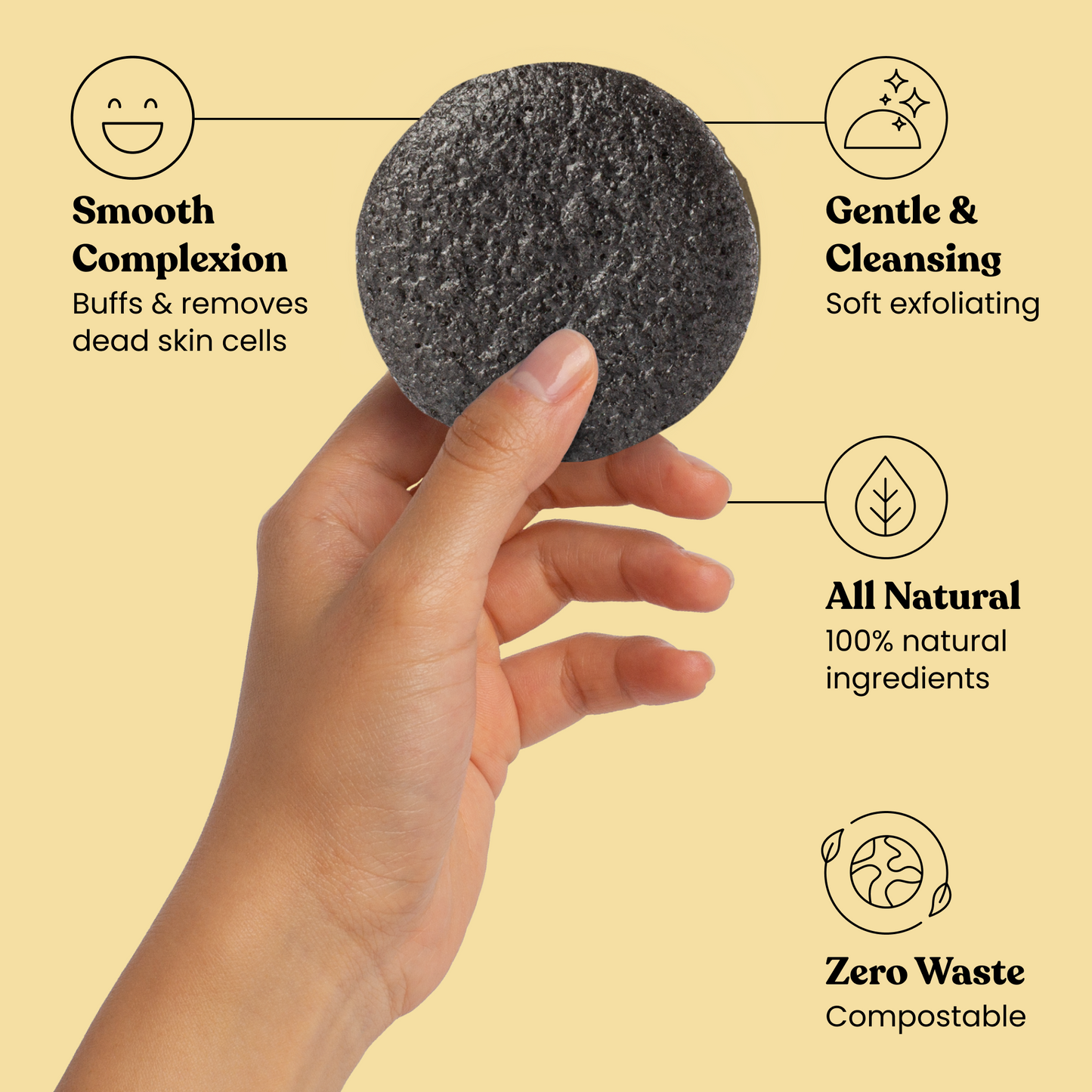 Detoxifying Charcoal Facial Cleansing Sponge 5pk