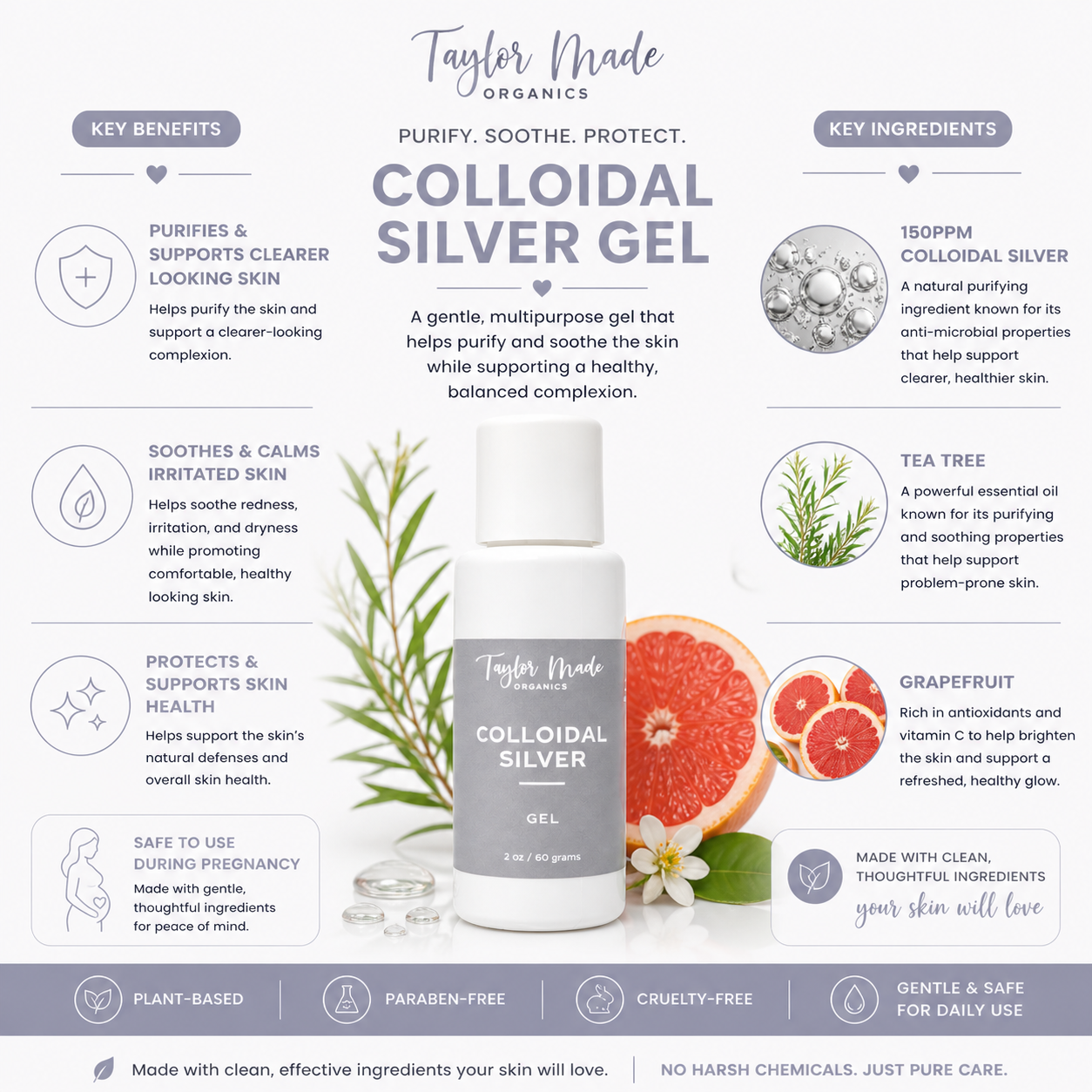 Colloidal Silver Organic Gel Lightweight Face & Body Gel