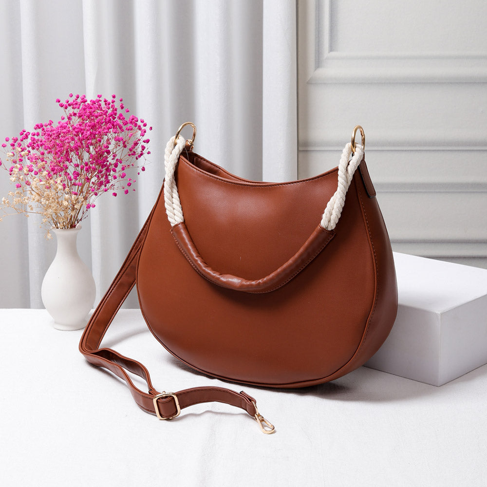 Solid Faux Leather Shoulder Crossbody Bag