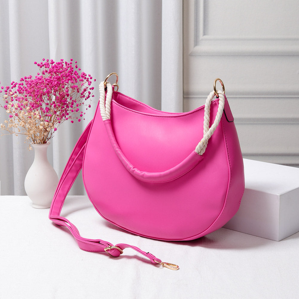 Solid Faux Leather Shoulder Crossbody Bag