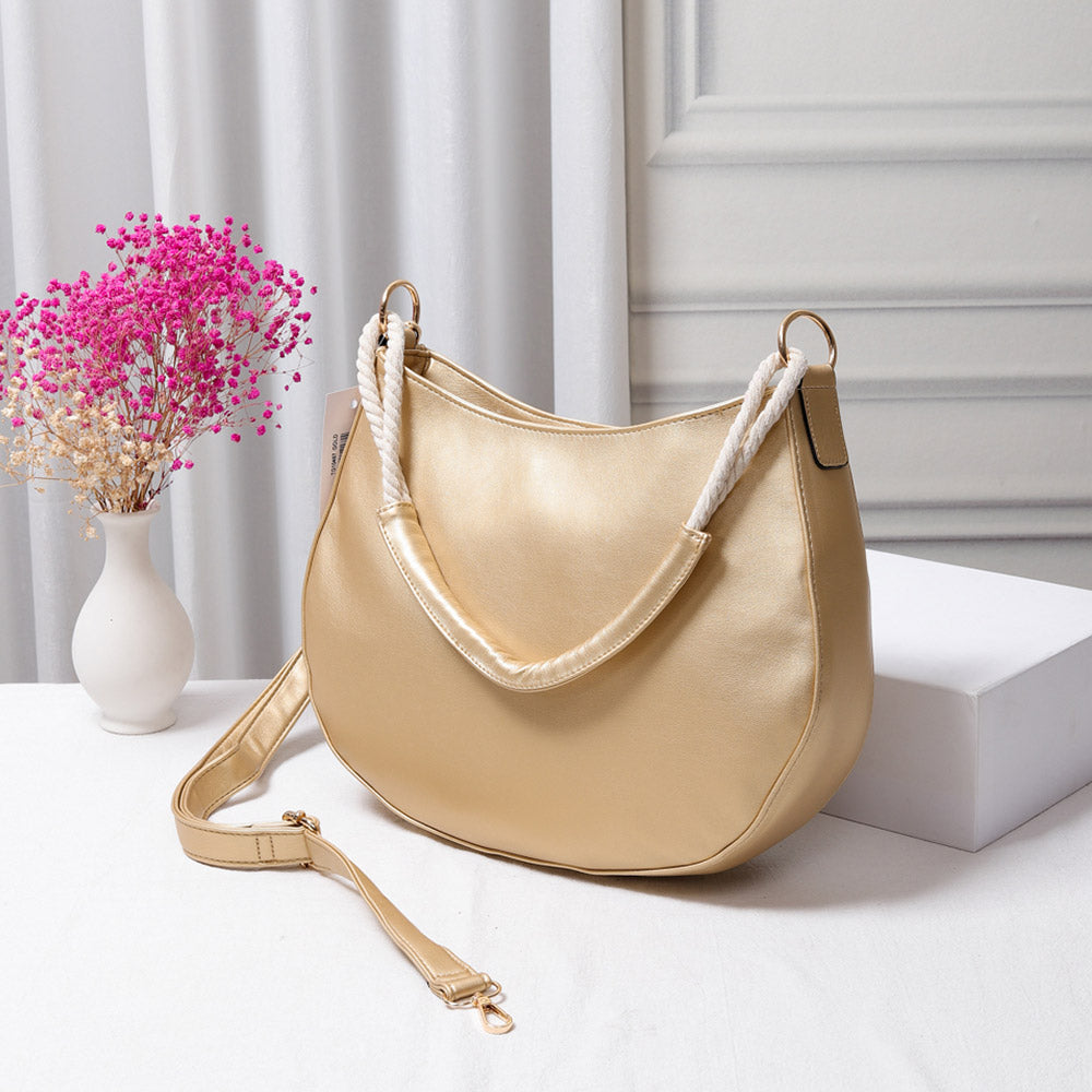 Solid Faux Leather Shoulder Crossbody Bag