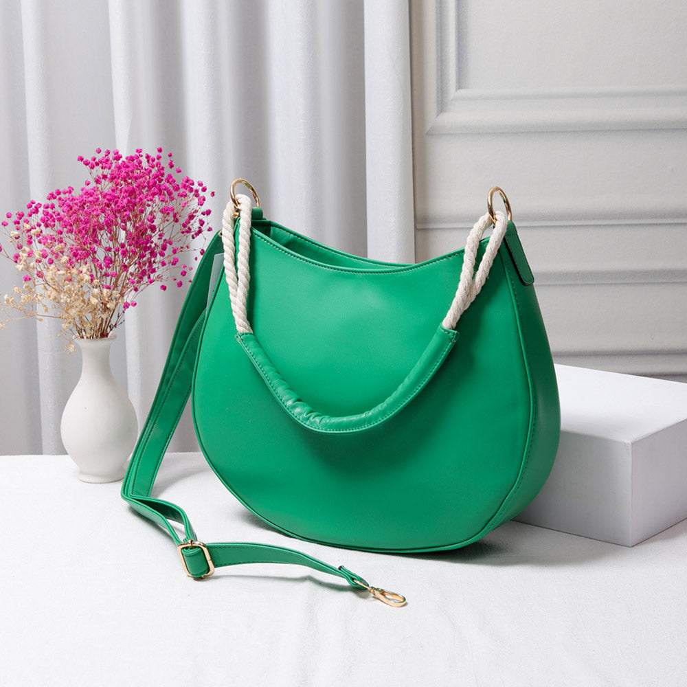 Solid Faux Leather Shoulder Crossbody Bag