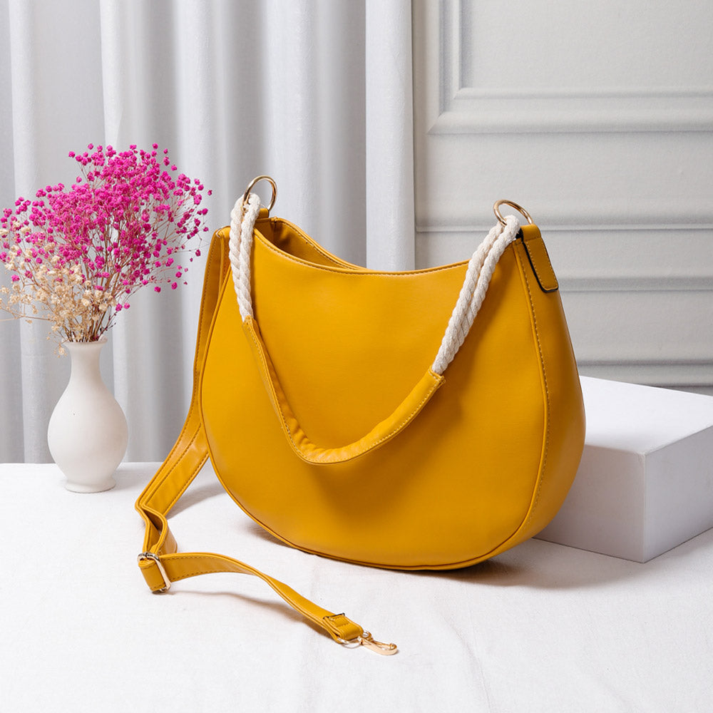 Solid Faux Leather Shoulder Crossbody Bag