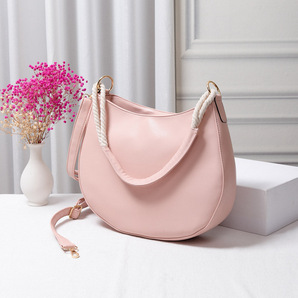 Solid Faux Leather Shoulder Crossbody Bag