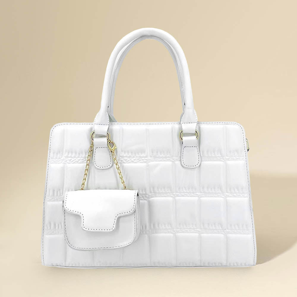Faux Leather Top Handle Crossbody Bag with Mini Bag