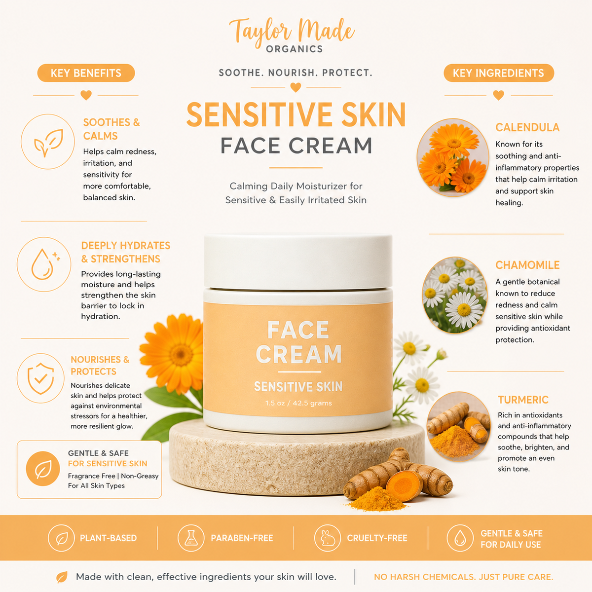 Sensitive Skin Face Cream Calendula + Chamomile