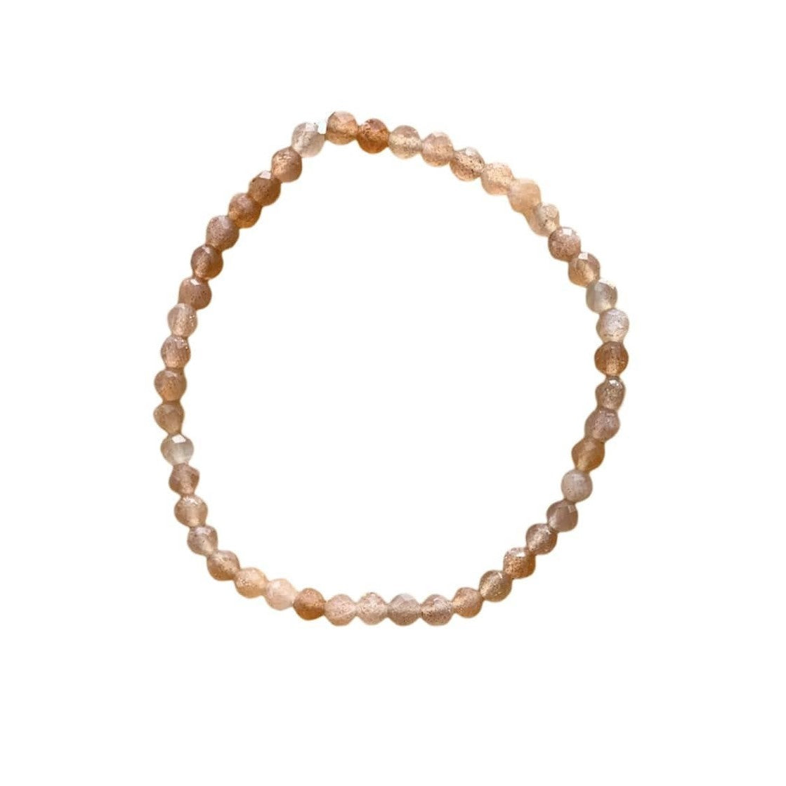 Sunstone Bracelet 4 mm Faceted Round Beads – Radiance and Joyful Energy
