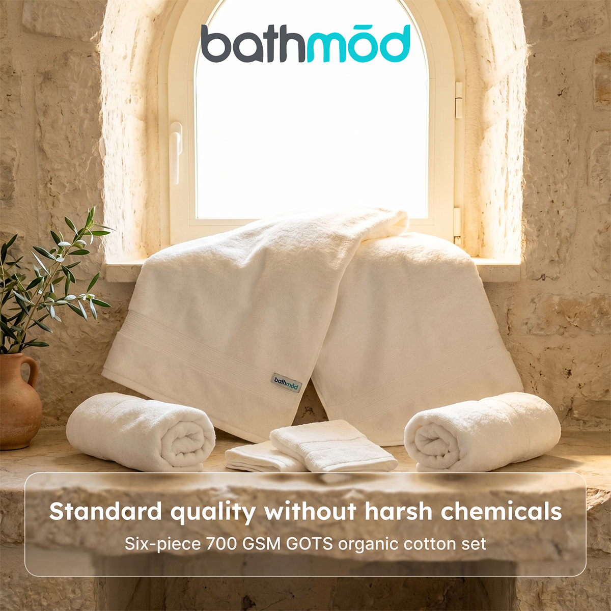 Luxury Organic Bath Six Piece Towel Set Soft, Plush, Eco-Friendly Towels