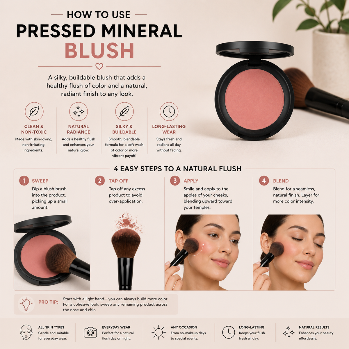 Pressed Mineral Blush – Organic, Buildable Color
