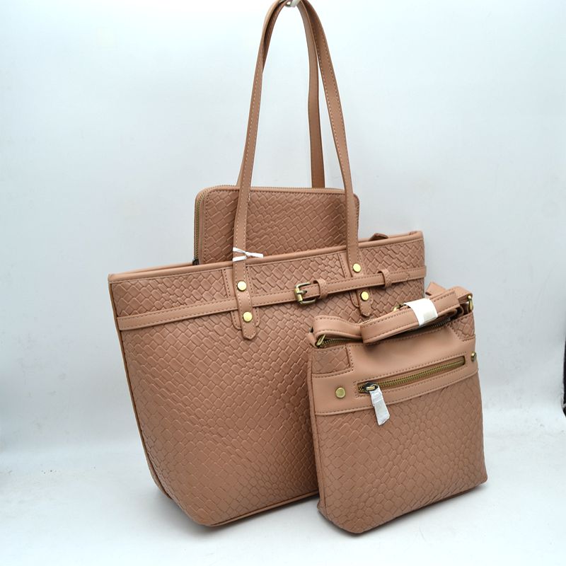 Woven Tote Bag Set with Crossbody and Wallet