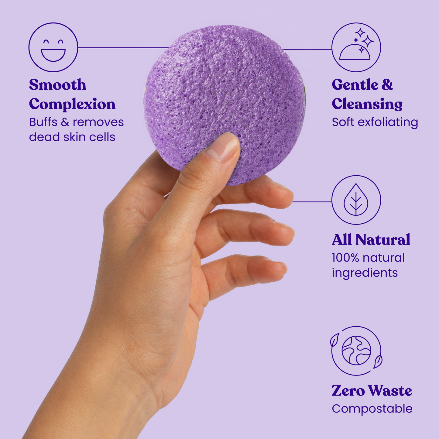 Soothing Lavender Facial Cleansing Sponge 5pk