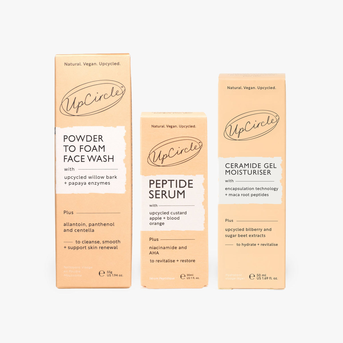 The Menopause Skin Set: Face Wash, Peptide Serum + Ceramide Gel Moisturizer