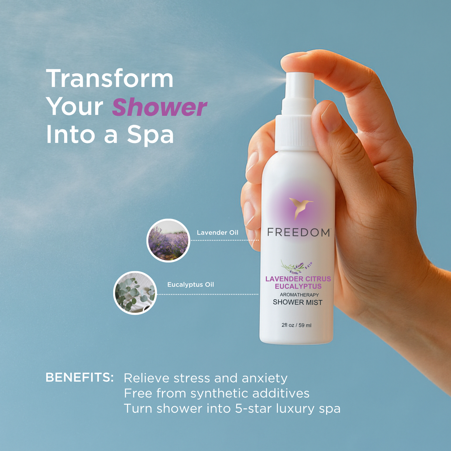 Eucalyptus Lavender  Shower Spray 2oz
