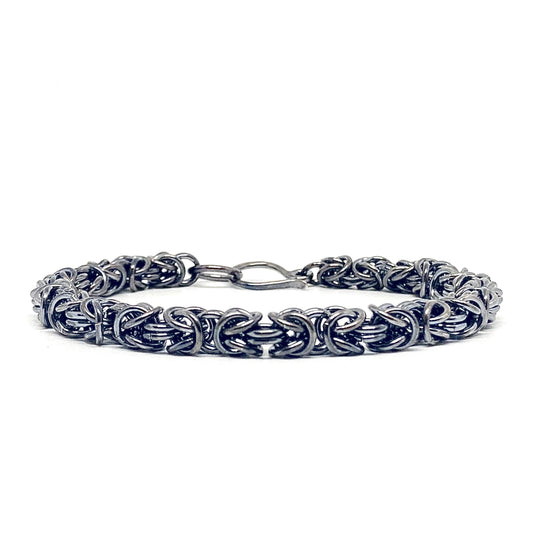 Byzantine Chainmaille Bracelet in Oxidized Sterling Silver