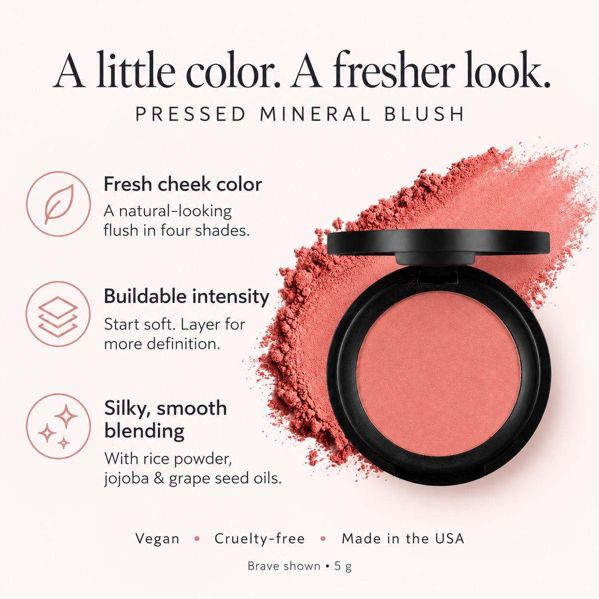 Pressed Mineral Blush – Organic, Buildable Color