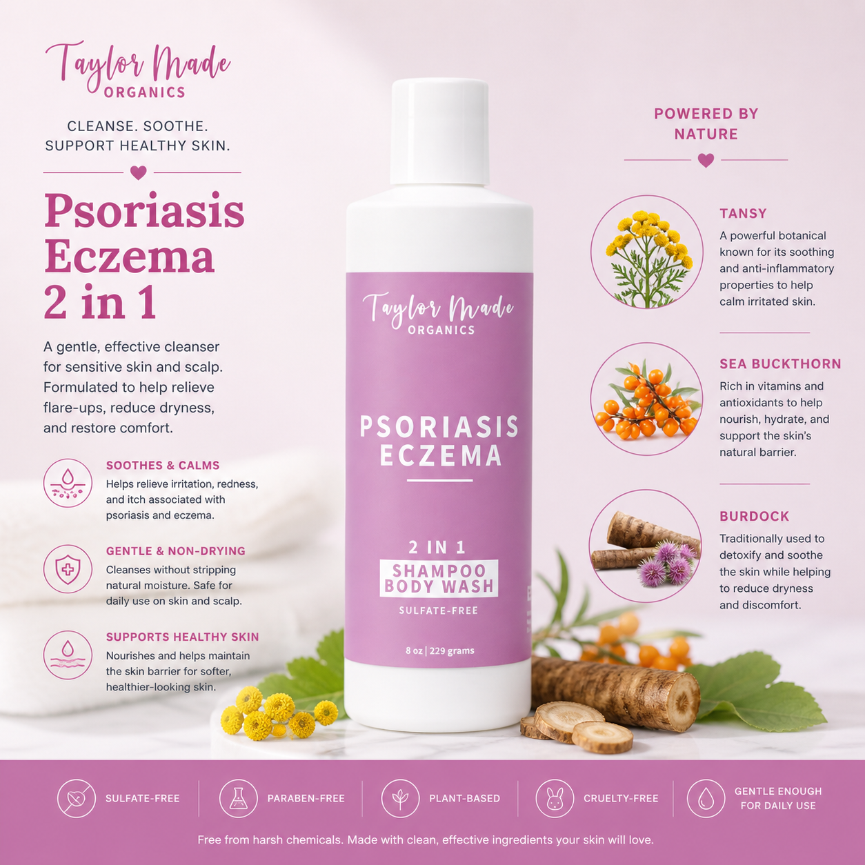 Psoriasis + Eczema Organic Body Wash + Shampoo