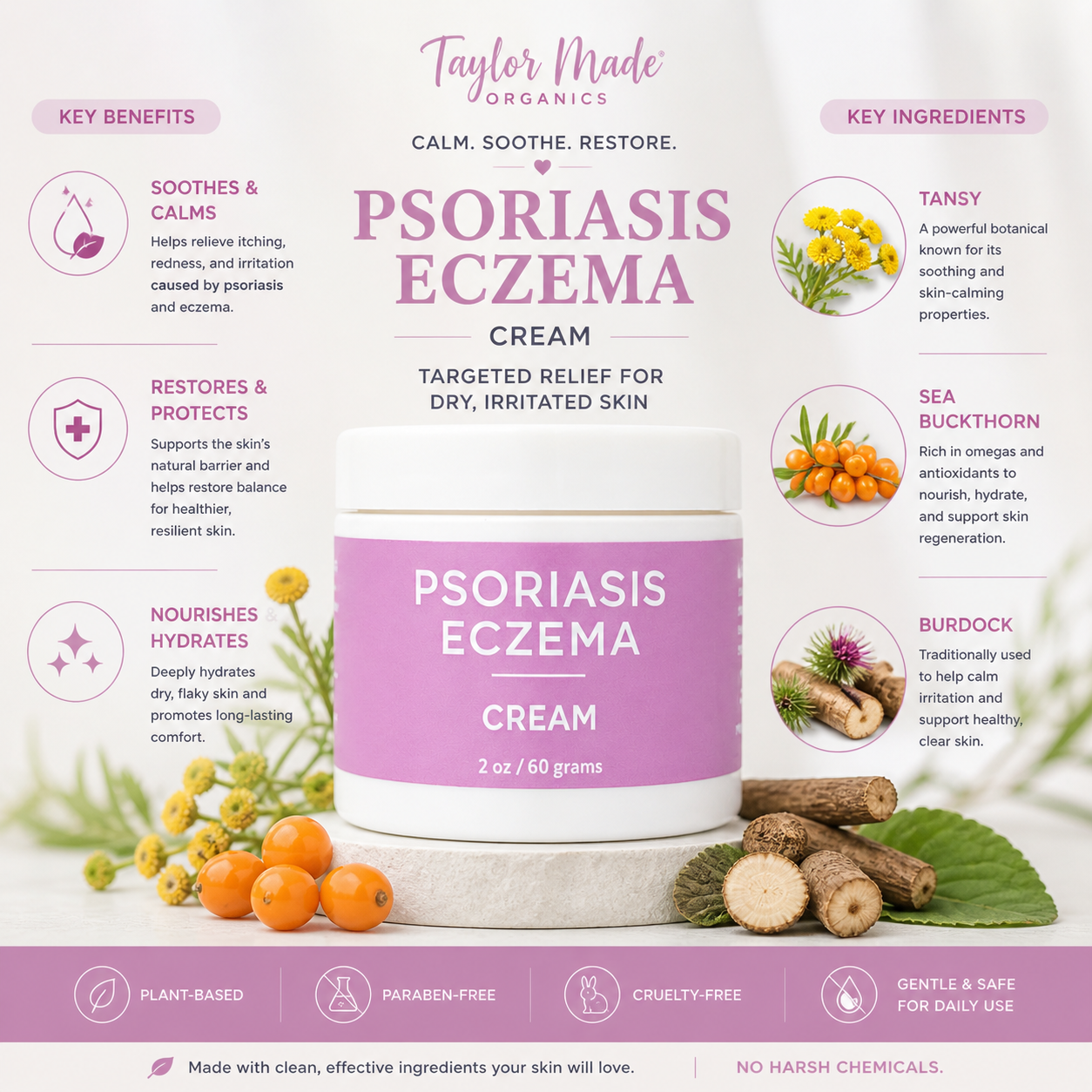 Psoriasis + Eczema Organic Cream Dry, Itchy Skin