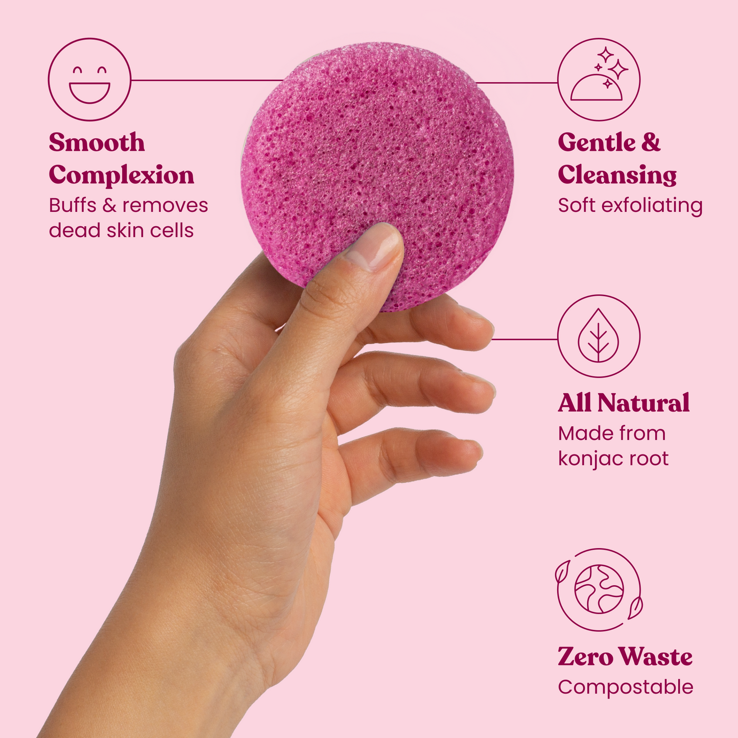 Calming Rose Facial Cleansing Sponge 5pk