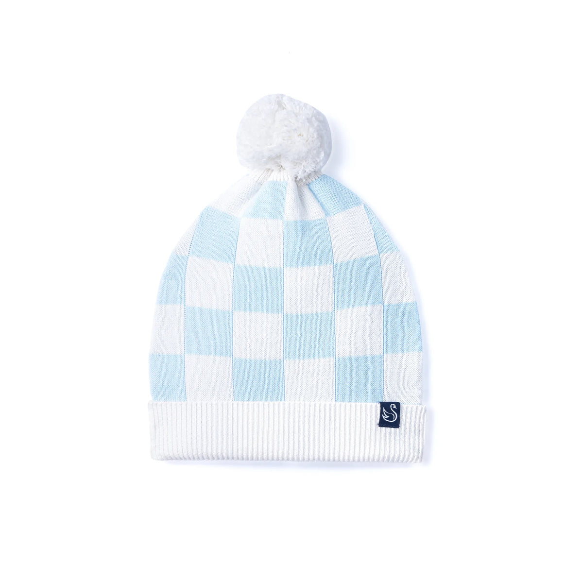 Blue Checker Baby Knit Beanie