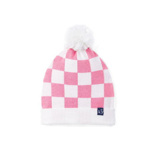 Pink Checker Baby Knit Beanie
