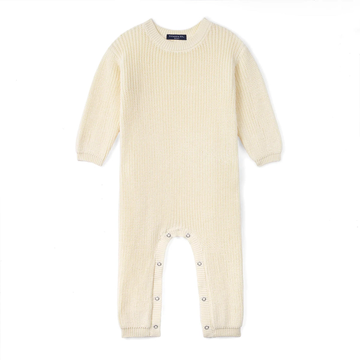 Baby Knit Romper Snap Closure in Cream