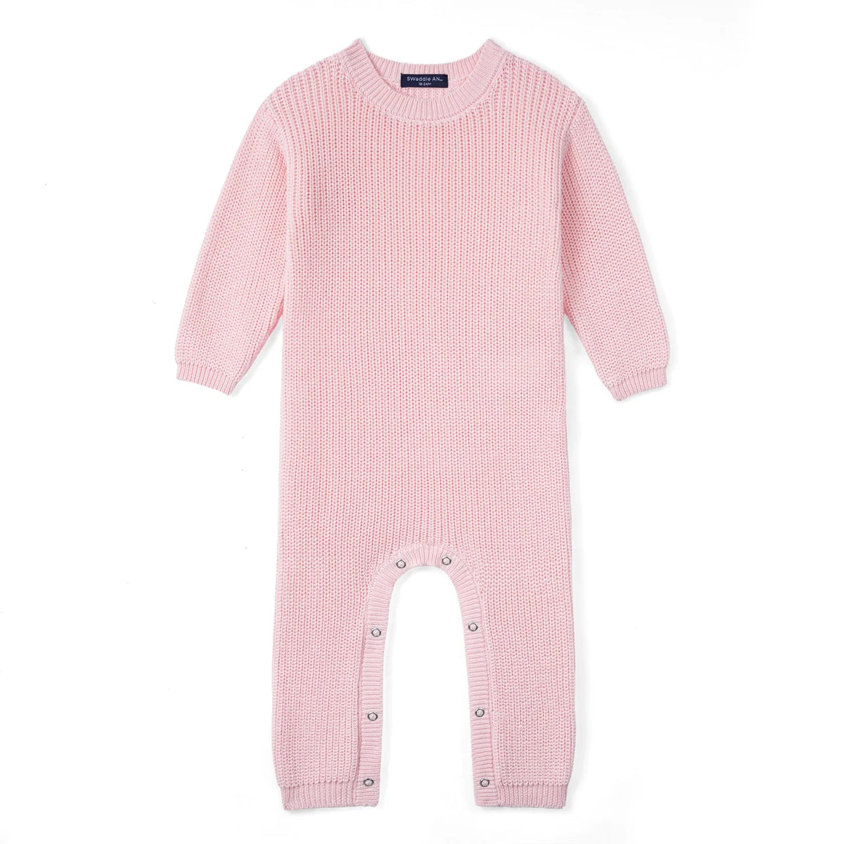 Baby Knit Romper Snap Closure in Pink