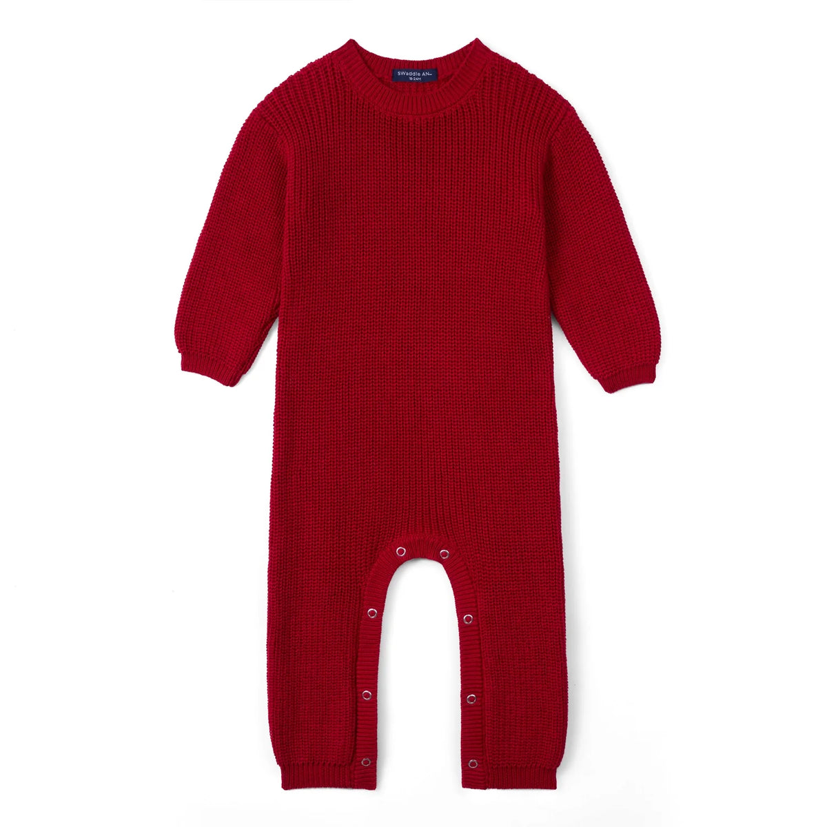 Baby Knit Romper Snap Closure in Red Christmas
