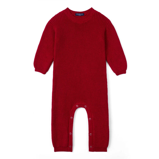 Baby Knit Romper Snap Closure in Red Christmas