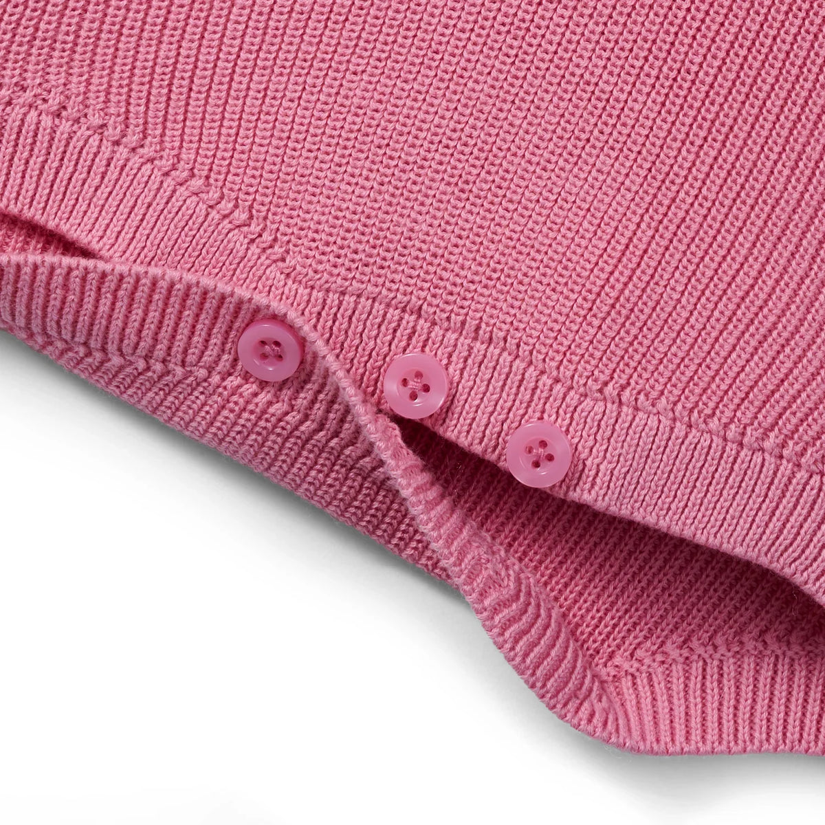 Baby Knit Button Strap Romper in Rose Pink